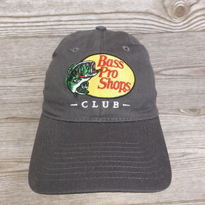 BASS PRO SHOPS CLUB GRAY ADJUSTABLE STRAPBACK BASEBALL HAT CAP